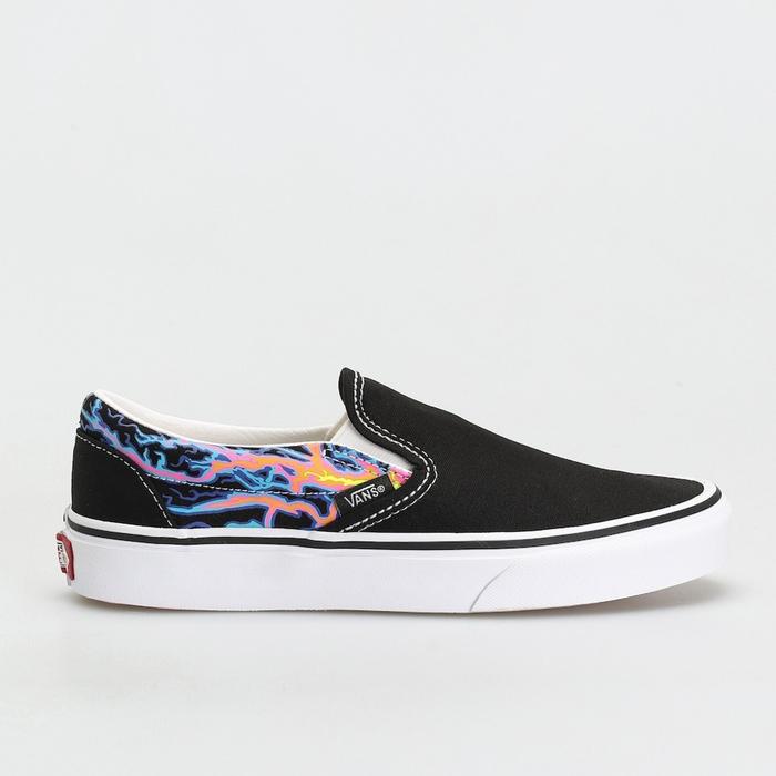 Vans Classic Slip On Electric Flame Black True White Original Resmi