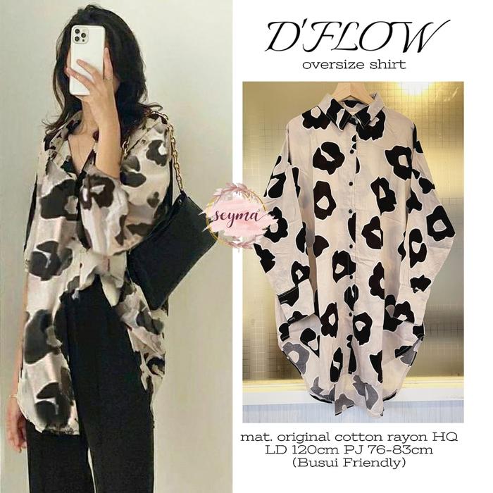 D'flow oversize shirt kemeja atasan wanita terbaru ld 120cm xxl new