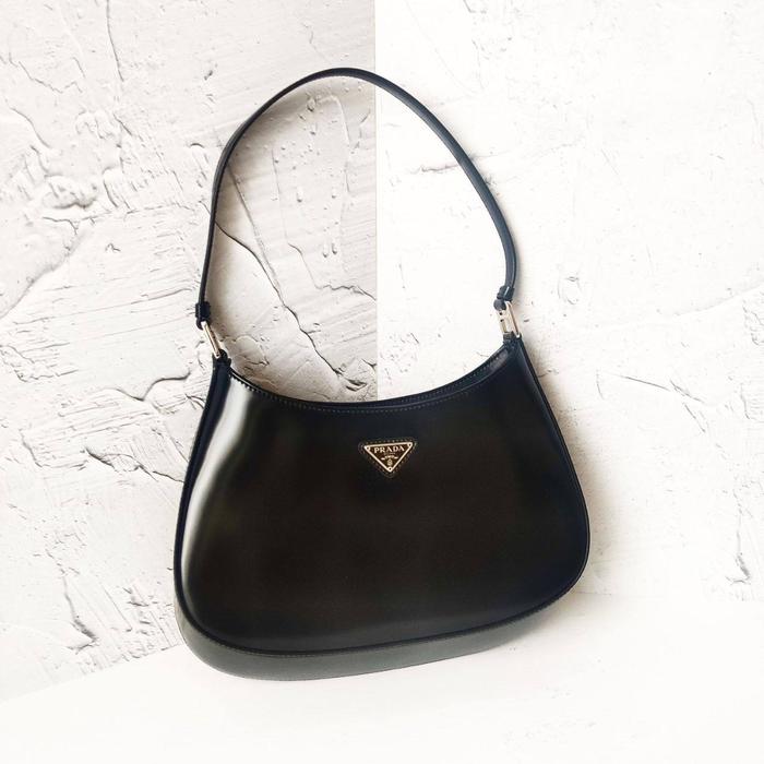 Original - Prada Cleo Hobo Brushed Leather Black
