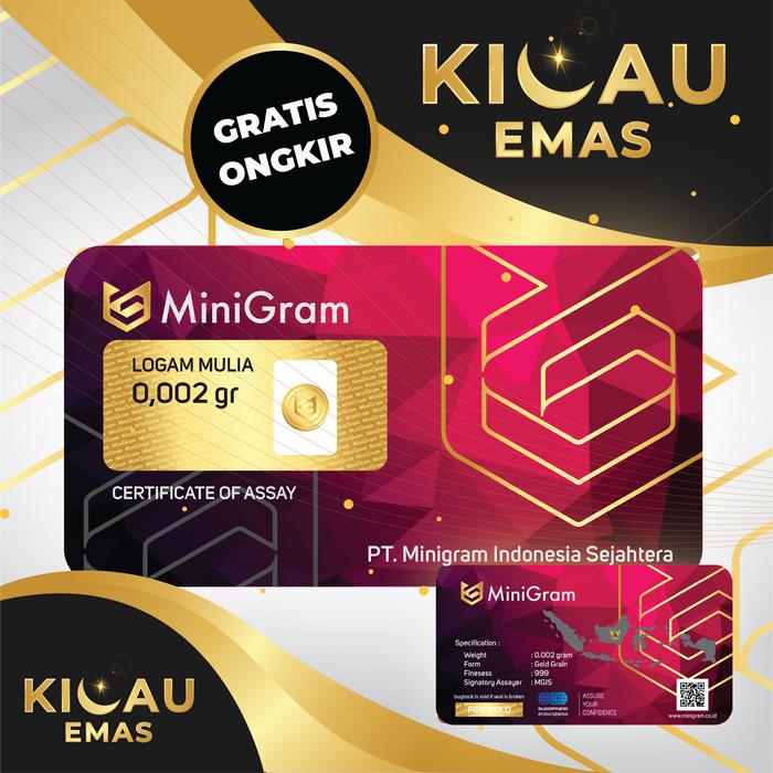 Minigram 0,002 Gram Emas Batangan Bersertifikat Murni 24 Karat