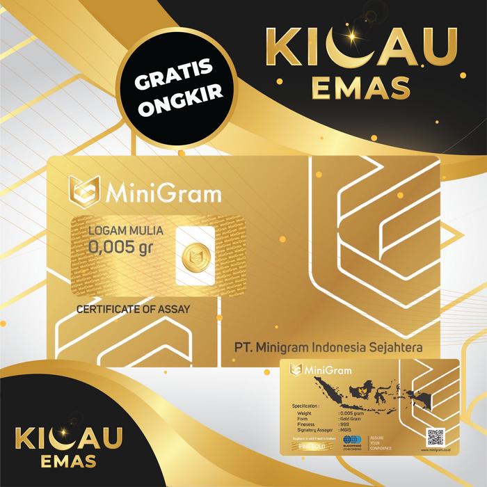 Minigram 0,005 Gram Emas Batangan Bersertifikat Murni 24 Karat