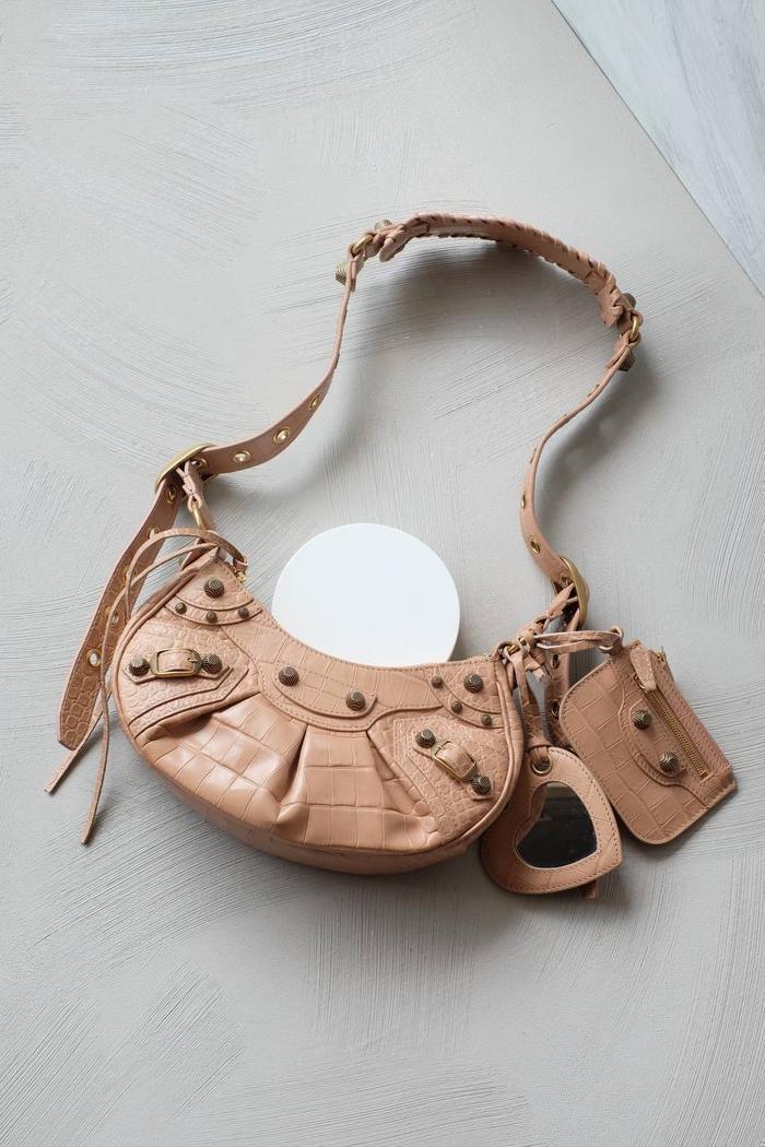 Original - Balenciaga Le Cagole XS Nude Beige Croco