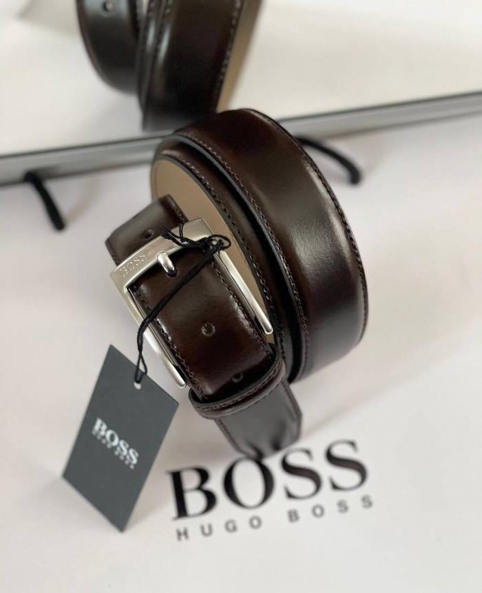 Original - Hugo Boss Leather Dark Brown Belt Size 90 Ikat Pinggang Ma