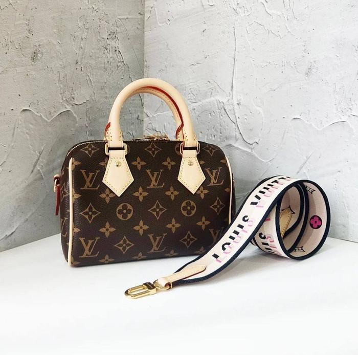 Original - LV Louis Vuitton Speedy Bandouliere 20 Monogram White Strap