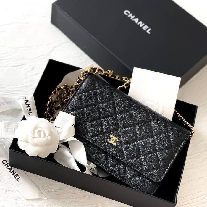 Original - Chanel Classic WOC Black Caviar GHW Wallet On Chain