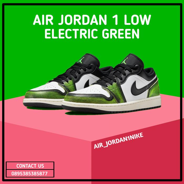 Sepatu Nike Air Jordan 1 Low Tear Away Electric Green 100% Authentic
