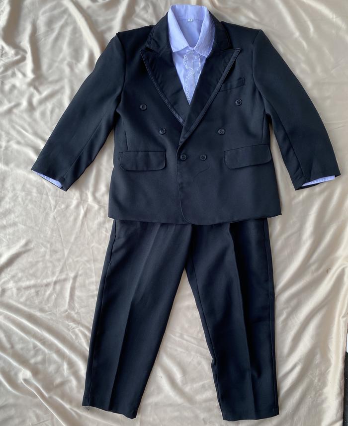 Preloved 1 Set Jas Tuxedo Blazer Kemeja Celana Hitam Panjang Anak Laki