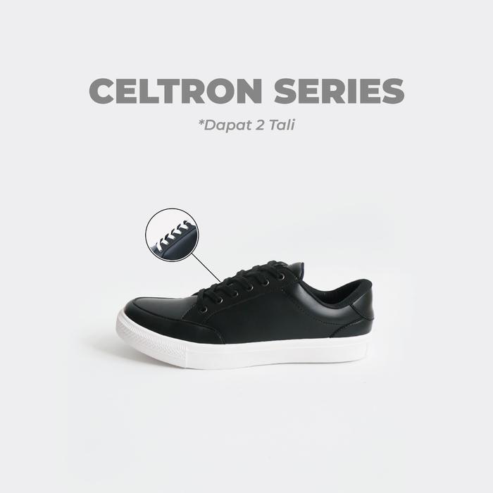 Sepatu Pria Hitam Sneakers Cowok Celtron Black Series - Natara