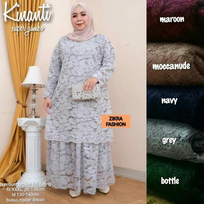 KINANTI LD 130-140 GAMIS DRESS BROKAT FULL FURING SUPER JUMBO BY ZIKRA