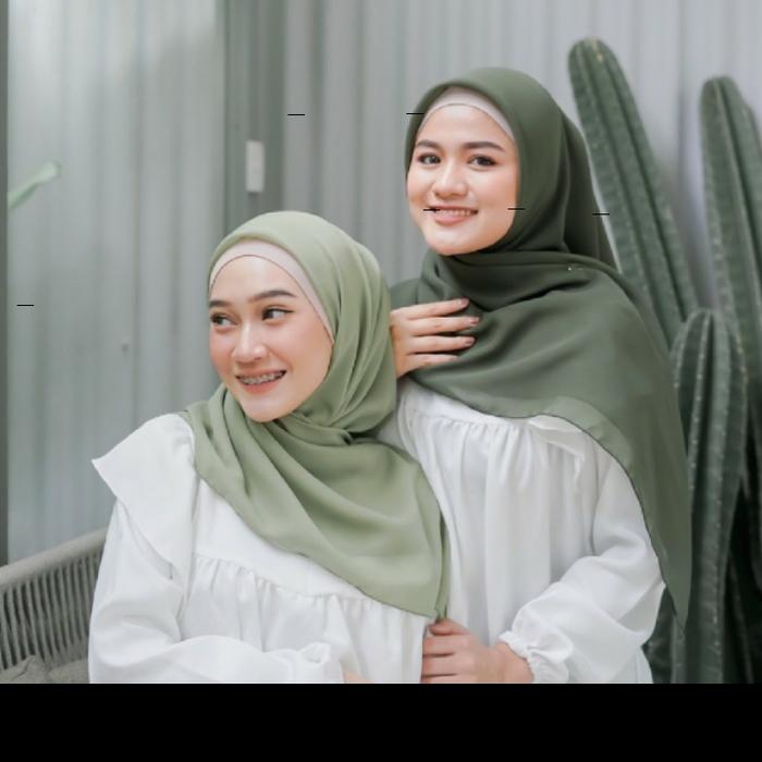 Hijab Bella square HijauSage, Army, Hijau Hijab segi Empat termurah