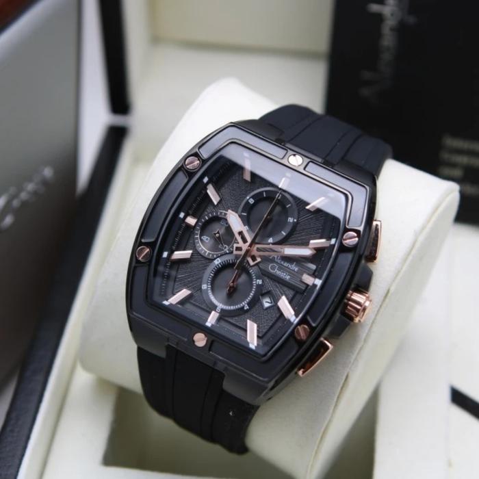 ALEXANDRE CHRISTIE AC 6625 BLACK ROSEGOLD AC6625 PRIA ORIGINAL,,RUBBER