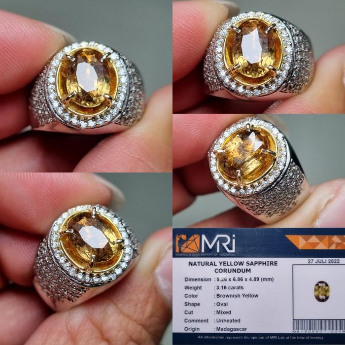 natural yellow sapphire 3.16cts memo MRI