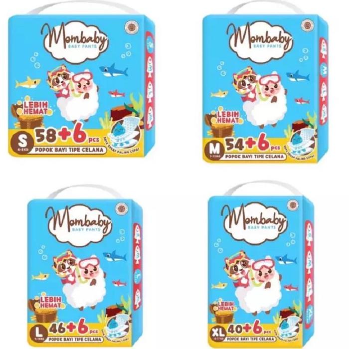 New Mombaby Pants Jumbo S54+6 / M50+6 / L42+6 / Xl36+6 Rumah Pampers