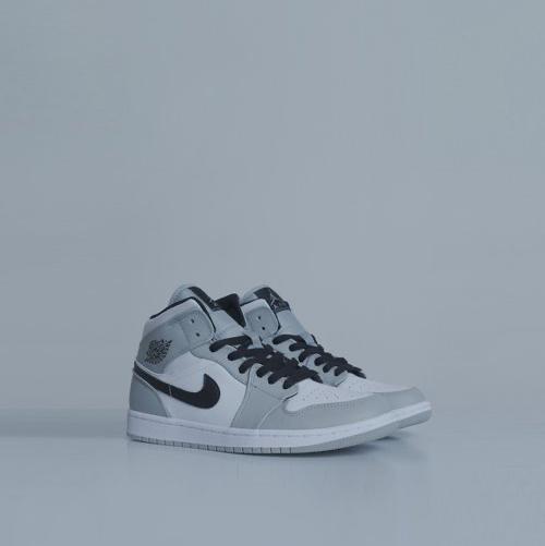 JORDAN 1 MID LIGHT SMOKE GREY - LIGHT SMOKE GREY BLACK WHITE