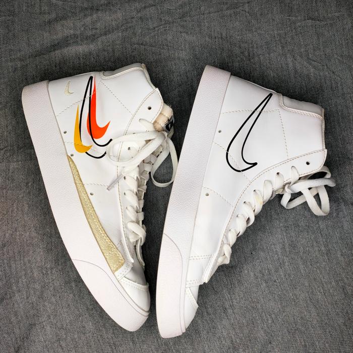 Nike Blazer Mid 77 Multi-Swoosh White Orange - Sneakers