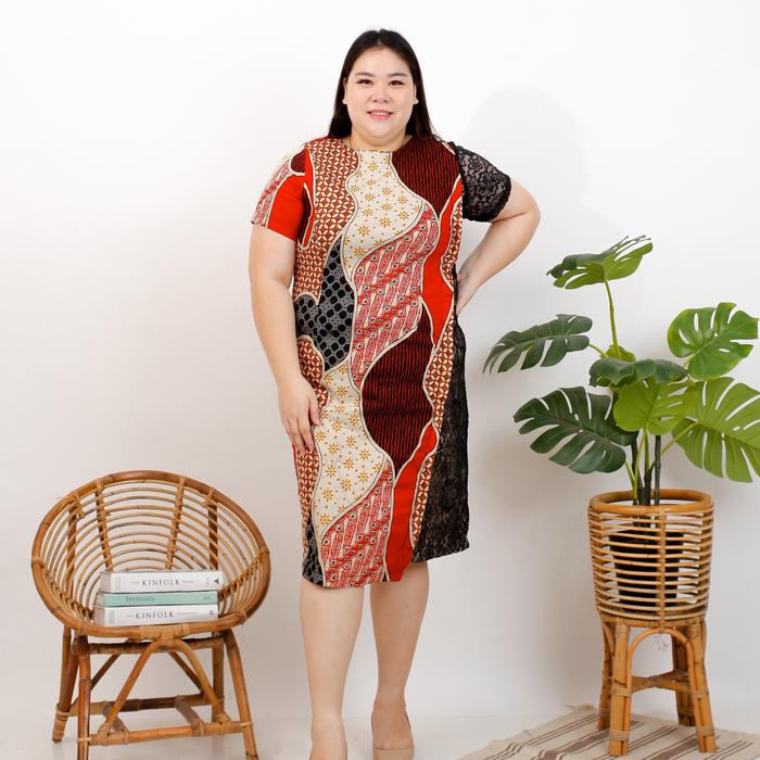 dress super jumbo/dress batik brokat/dress brokat bigsize/dress batik