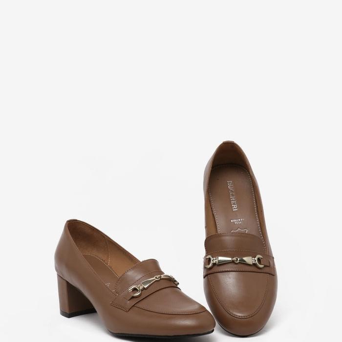 BUCCHERI Sepatu Heels Wanita Raylia 5181VG Hak Rendah Kulit Halus Sol Karet Tumit 5 cm Elegan dan Ny