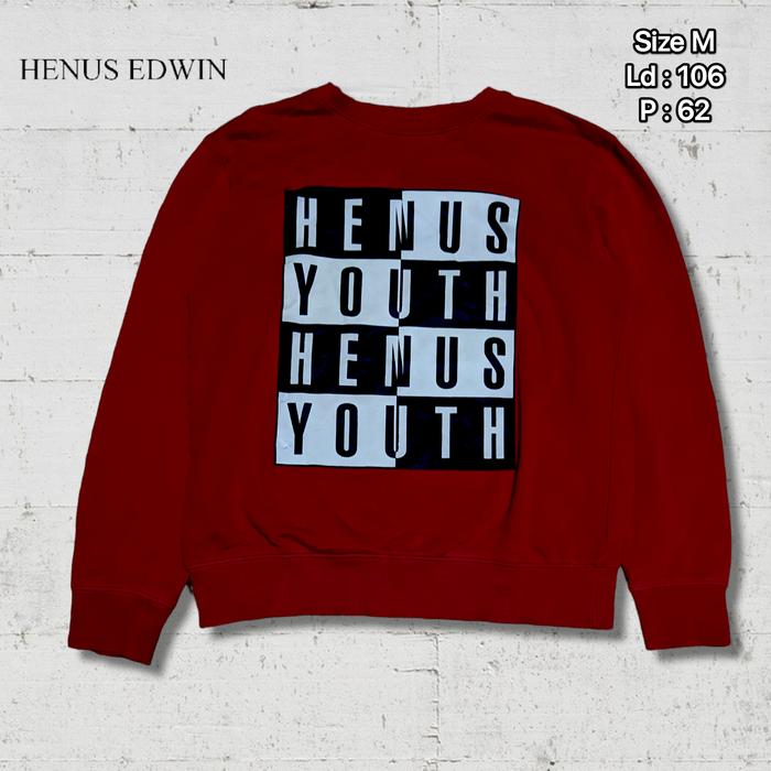 Crewneck Edwin Henus Merah Big Logo Original Second Preloved