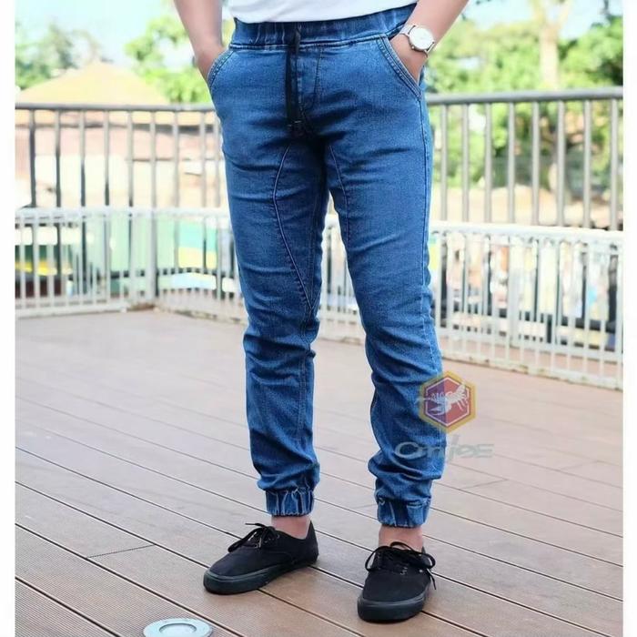celana panjang jogger pria cmjee vintage Denim