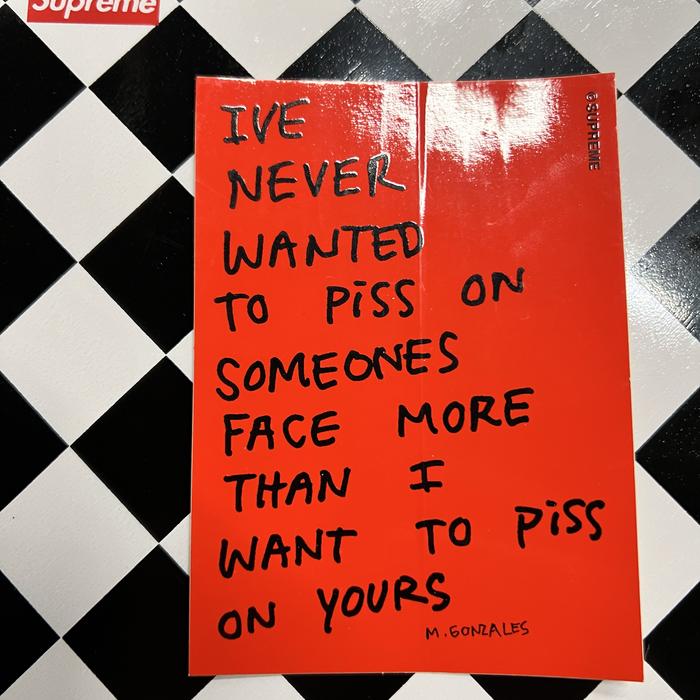 Supreme Mark Gonzales Piss Face Sticker Red/Black Original