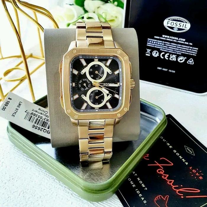 Jual Jam Tangan Foss1L BQ2656 Multifunction Gold-Tone Original