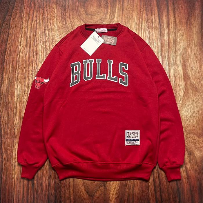 CREWNECK CHICAGO BULLS BORDIR TIMBUL FULl TAG PRIA WANITA