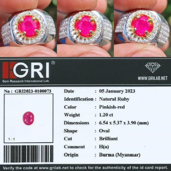 Natural HQ Batu Red Ruby Burma Birma Myanmar Mogok Heated-a 1.20 Cts