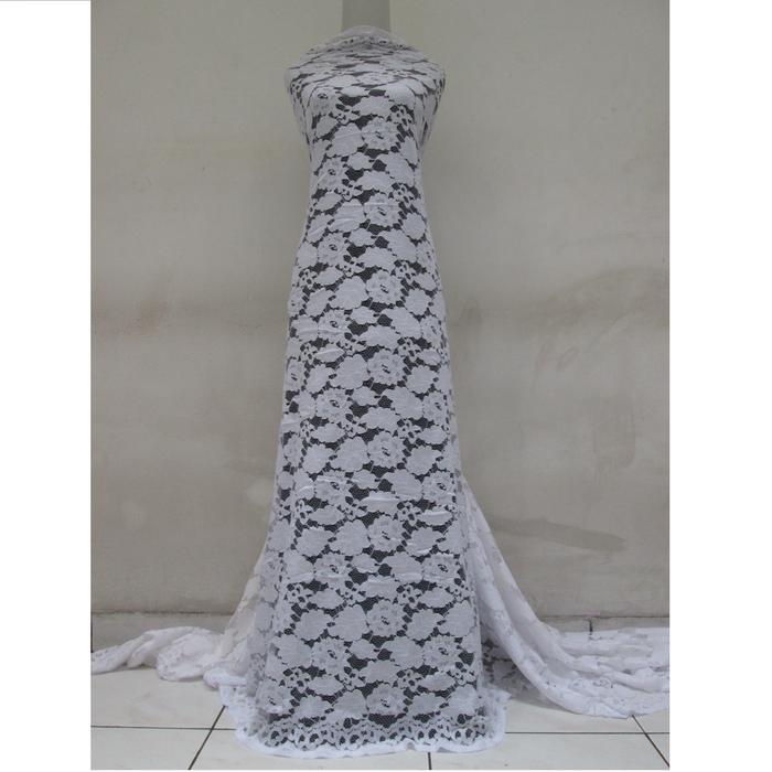 Kain Brokat Brukat Meteran Katsuba - Putih- 50 cm