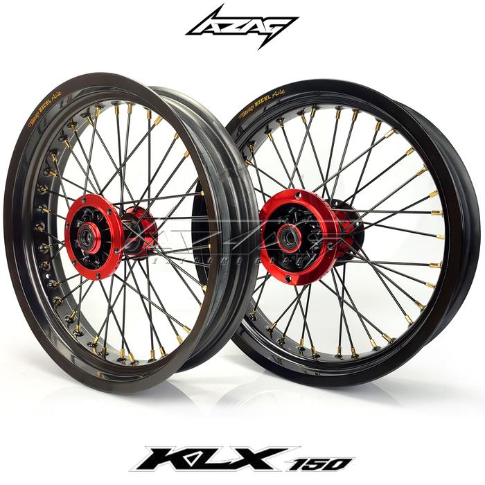VELG SET KLX140/KLX150/DTRACKER/BF RING EXCEL TAKASAGO TROMOL SCARLET