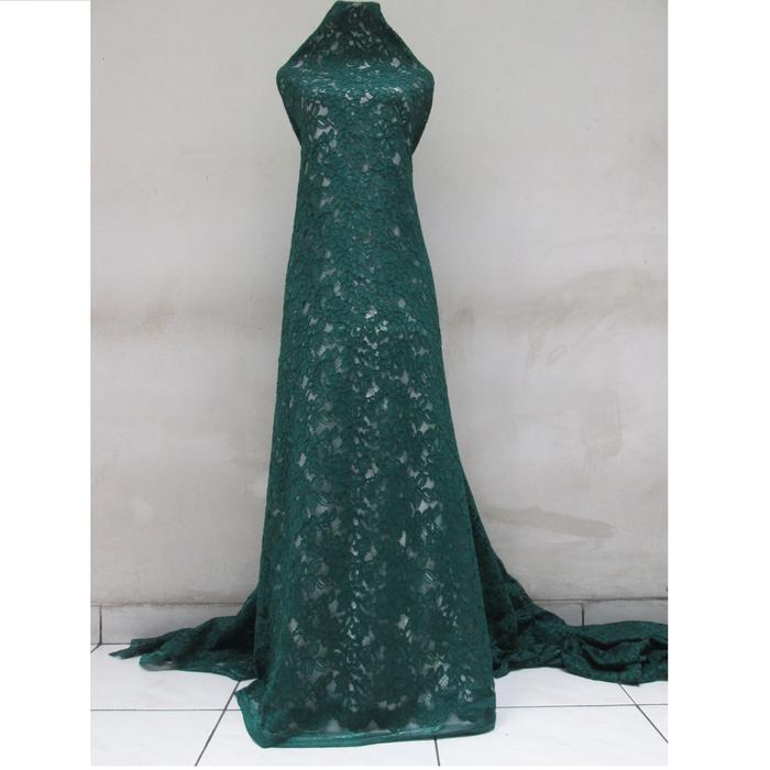 Kain Brokat Brukat Meteran Gladiol - Hijau-Botol 50 cm grade B