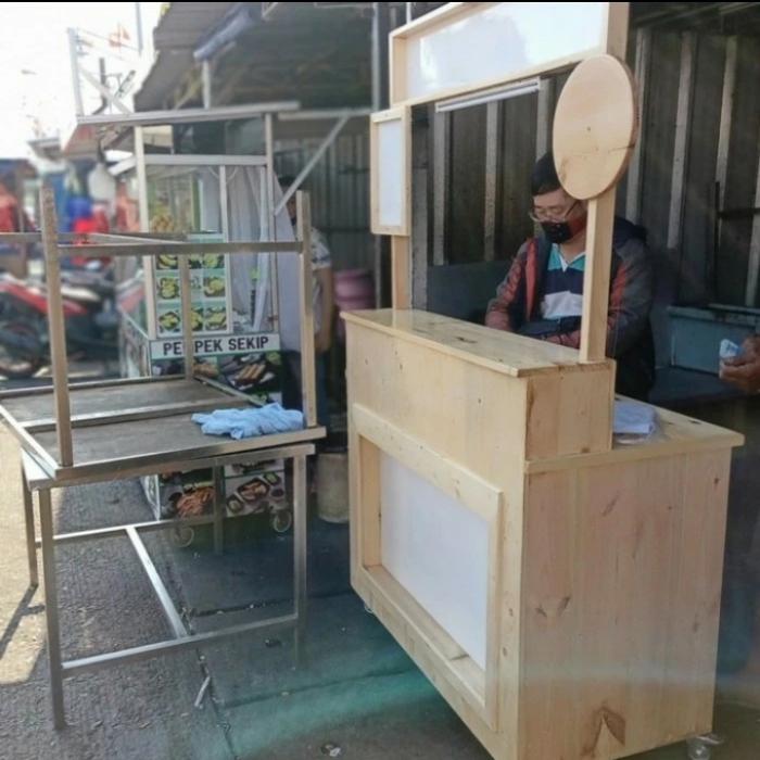 GEROBAK BOOTH PORTABEL KAYU JATI BELANDA