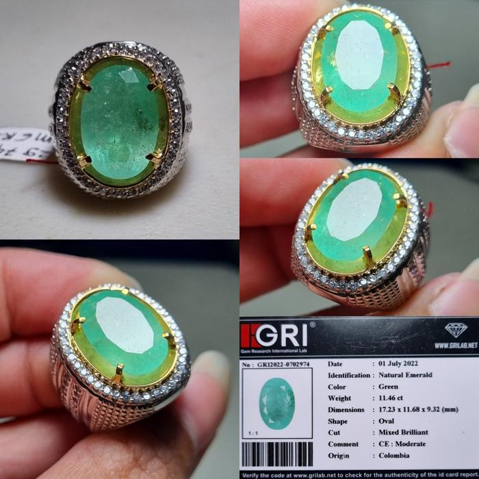 natural emerald beryl zamrud colombia 11.46cts memo GRI