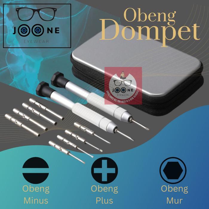 Obeng Kacamata Dompet Set Multifungsi 2 pcs Obeng & 10 pcs Mata Obeng Cadangan Include Box