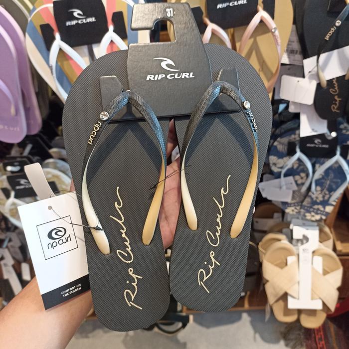 SANDAL WANITA RIP CURL ORIGINAL SCRIPT WAVE BLK GOLD
