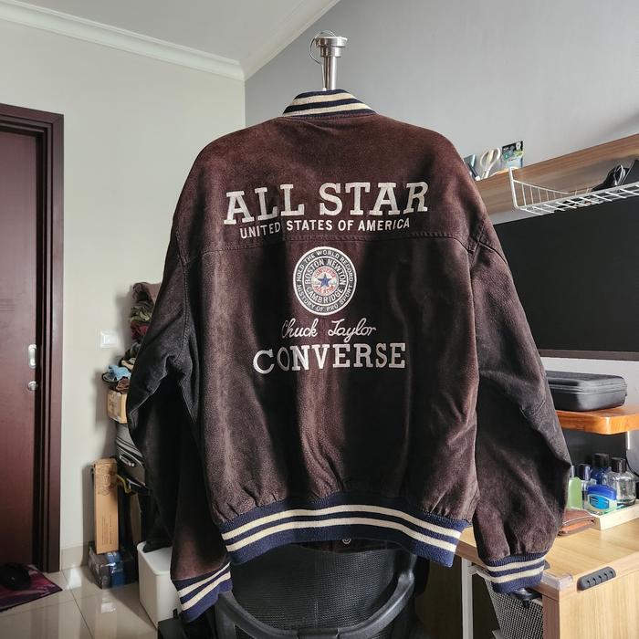 Leather Varsity Jacket Converse Dark Brown