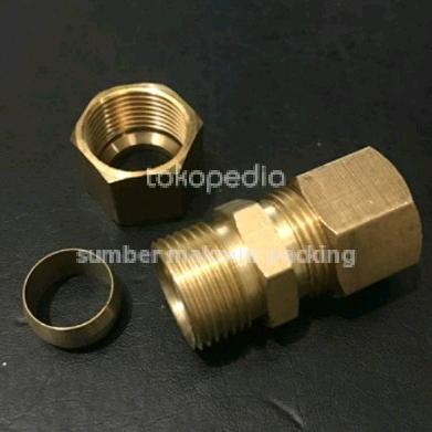 male connector pipa 10mm drad 1/2 " kuningan