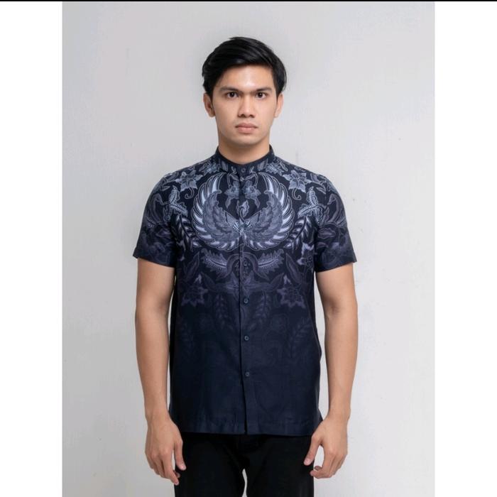 MOC Kemeja koko pria lengan pendek balver navy
