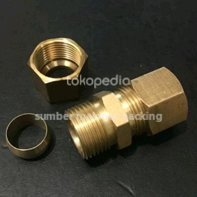 male connector pipa 3/16" drad 1/8" kuningan tebal