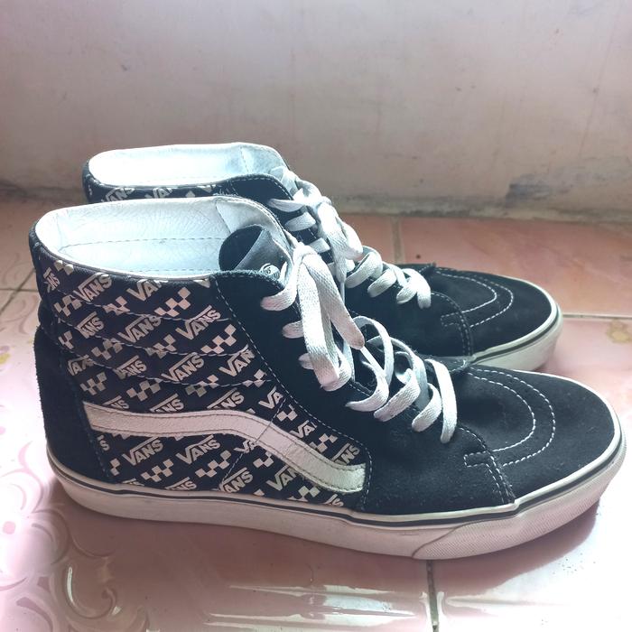 vans sk8 hi logo repeat print black second original