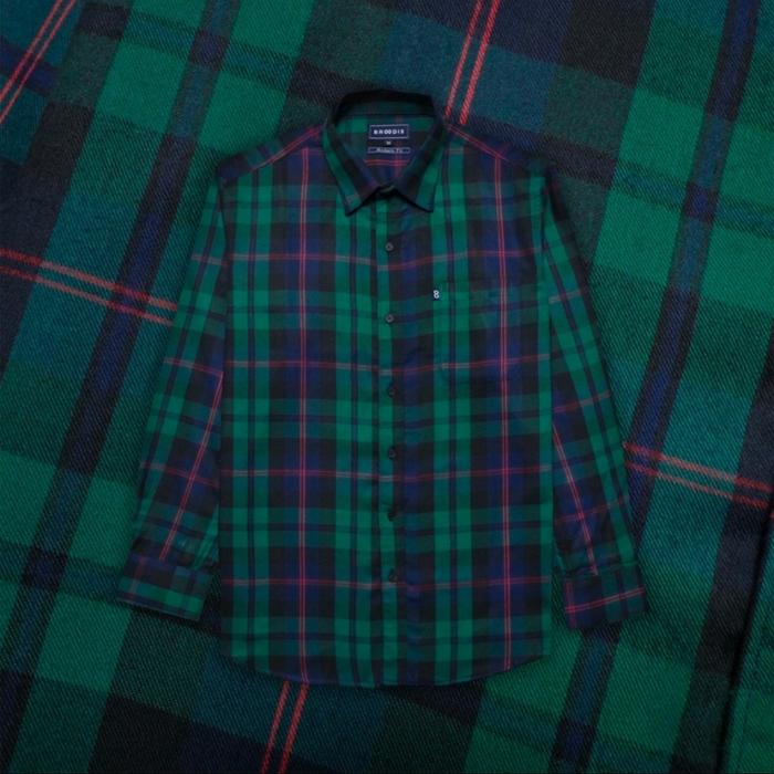 Broodis kemeja flanel lengan panjang green harden