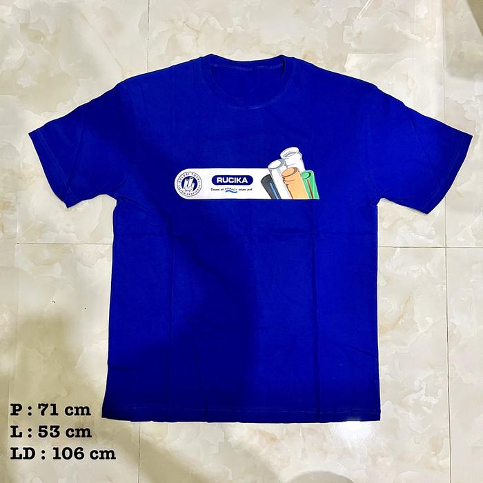 kaos oblong pria warna putih garis biru size L New