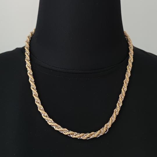 Stunning Vintage Monet Silvertone Goldtone Necklace Kalung A43