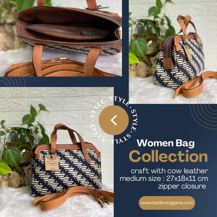 Tas Kulit Sapi Premium Kombinasi Batik Klasik