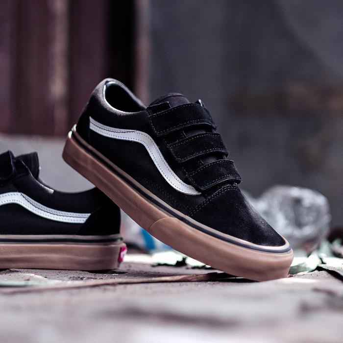 VANS OLDSKOOL VELCRO BLACK/GUM CLASSIC ORIGINAL 100% BNIB