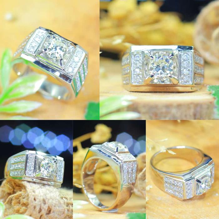 Cincin Berlian Pria Emas Putih 75%