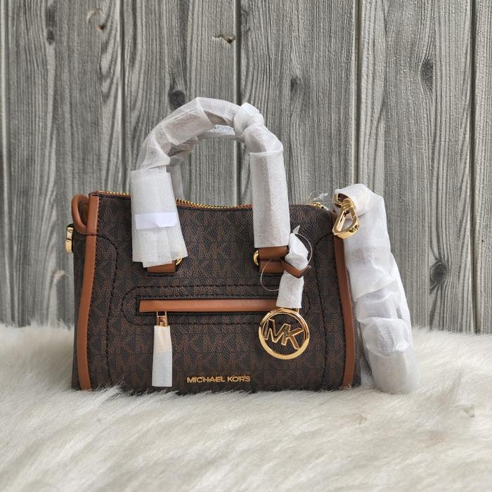 Michael Kors Carine XS Satchel Crossbody Bag Signature Brown