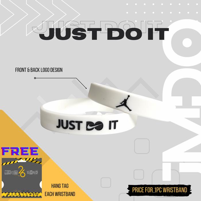 BRACELET TANGAN PRIA - GELANG KARET NIKE JORDAN SPORT ORIGINAL WHITE
