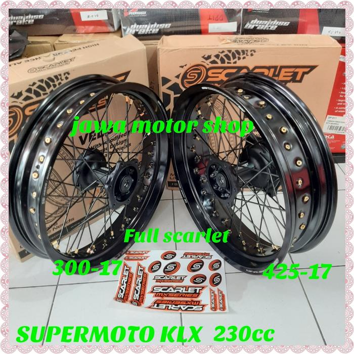 velg set supermoto klx 230cc full scarlet racing original
