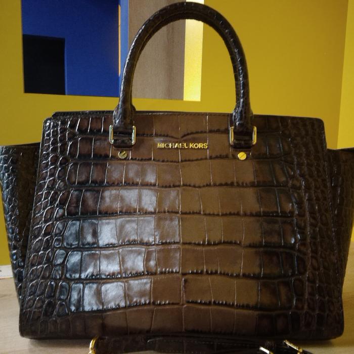 MK Selma Large Croco Brown Bag Preloved Authentic