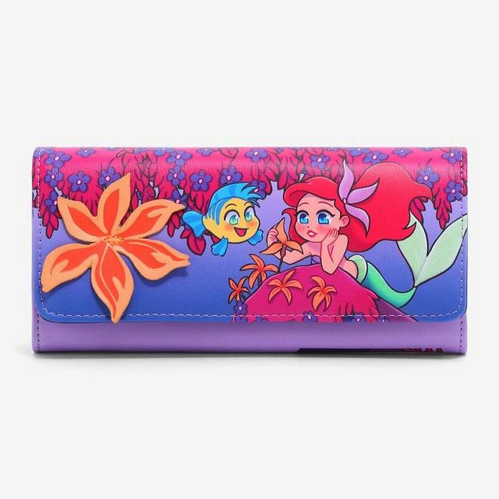 Disney The Little Mermaid Ariel & Flounder Floral Wallet